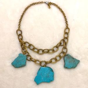 | EUC Lane Bryant  Faux Turquoise Chunks On Gold Chain Necklace - 20”+ St…